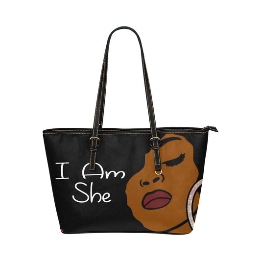 I Am She Leather Tote Bag