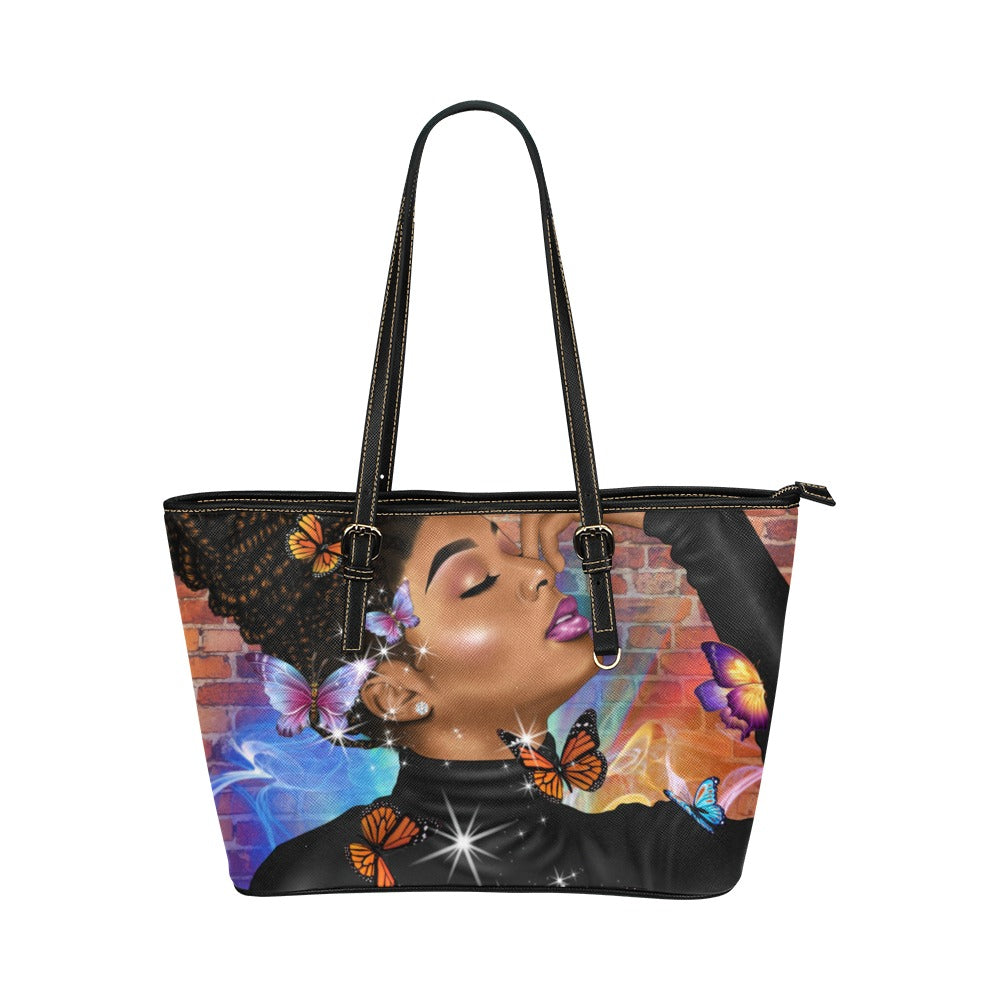 soul vibes2 Leather Tote Bag (Model 1651) (Big)