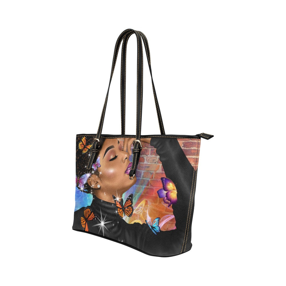 soul vibes2 Leather Tote Bag (Model 1651) (Big)