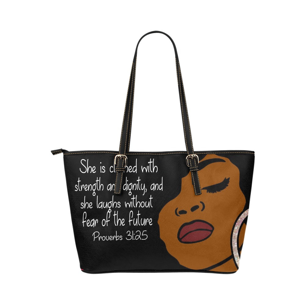 I Am She Leather Tote Bag