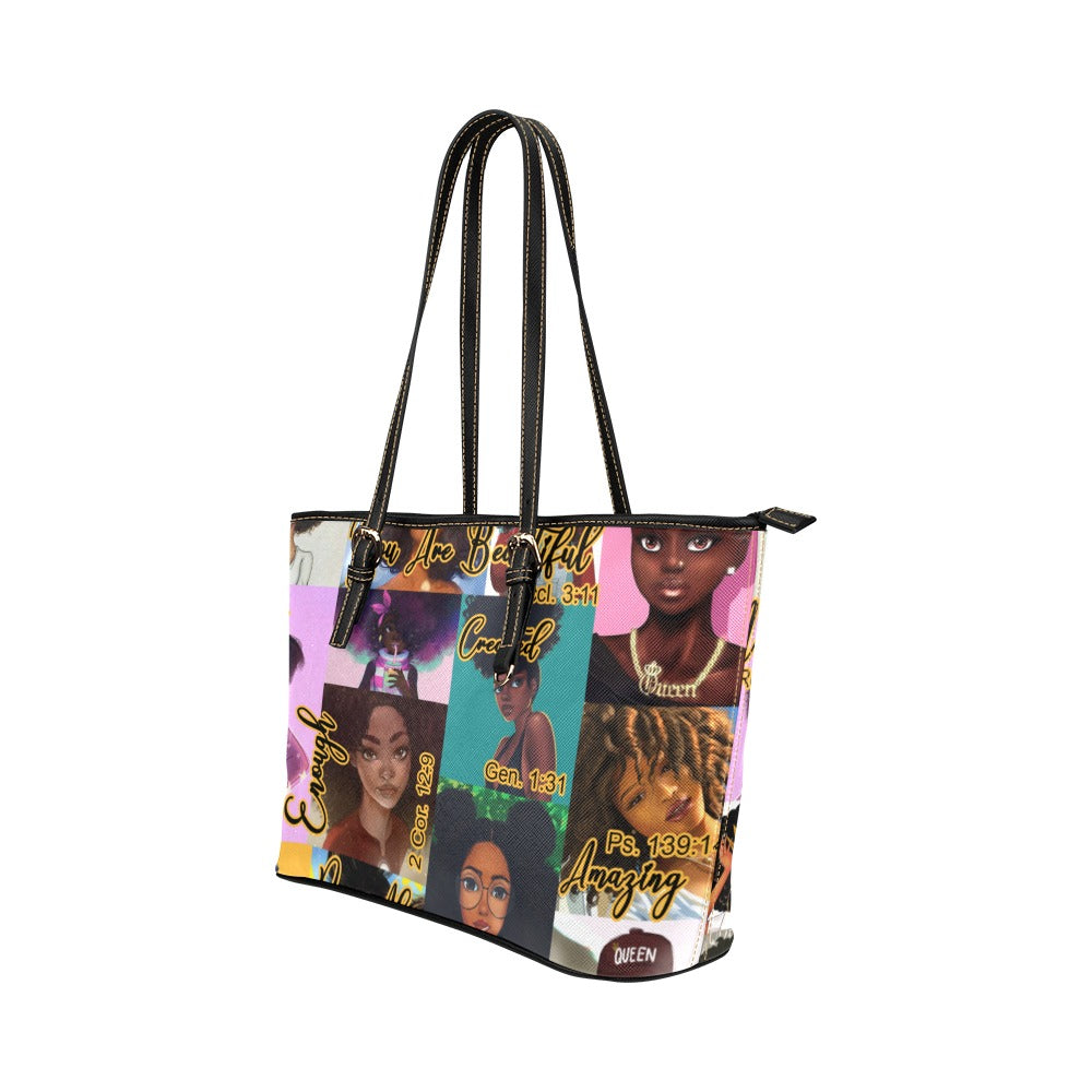 I am tote Leather Tote Bag (Model 1651) (Big)