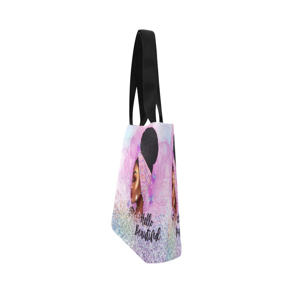 Hello Beautiful Canvas Tote Canvas Tote Bag (Model 1657)