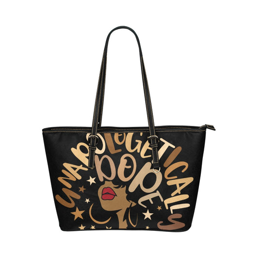 unapologetically dope-black Leather Tote Bag (Model 1651) (Big)